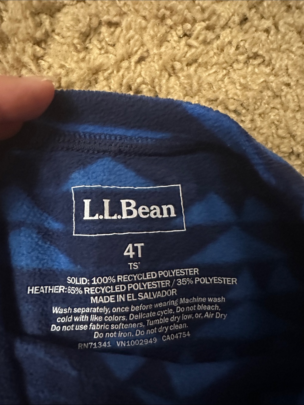 Blue Geo-Pattern Kids Fleece Base Layer Set - Picture 2 of 5